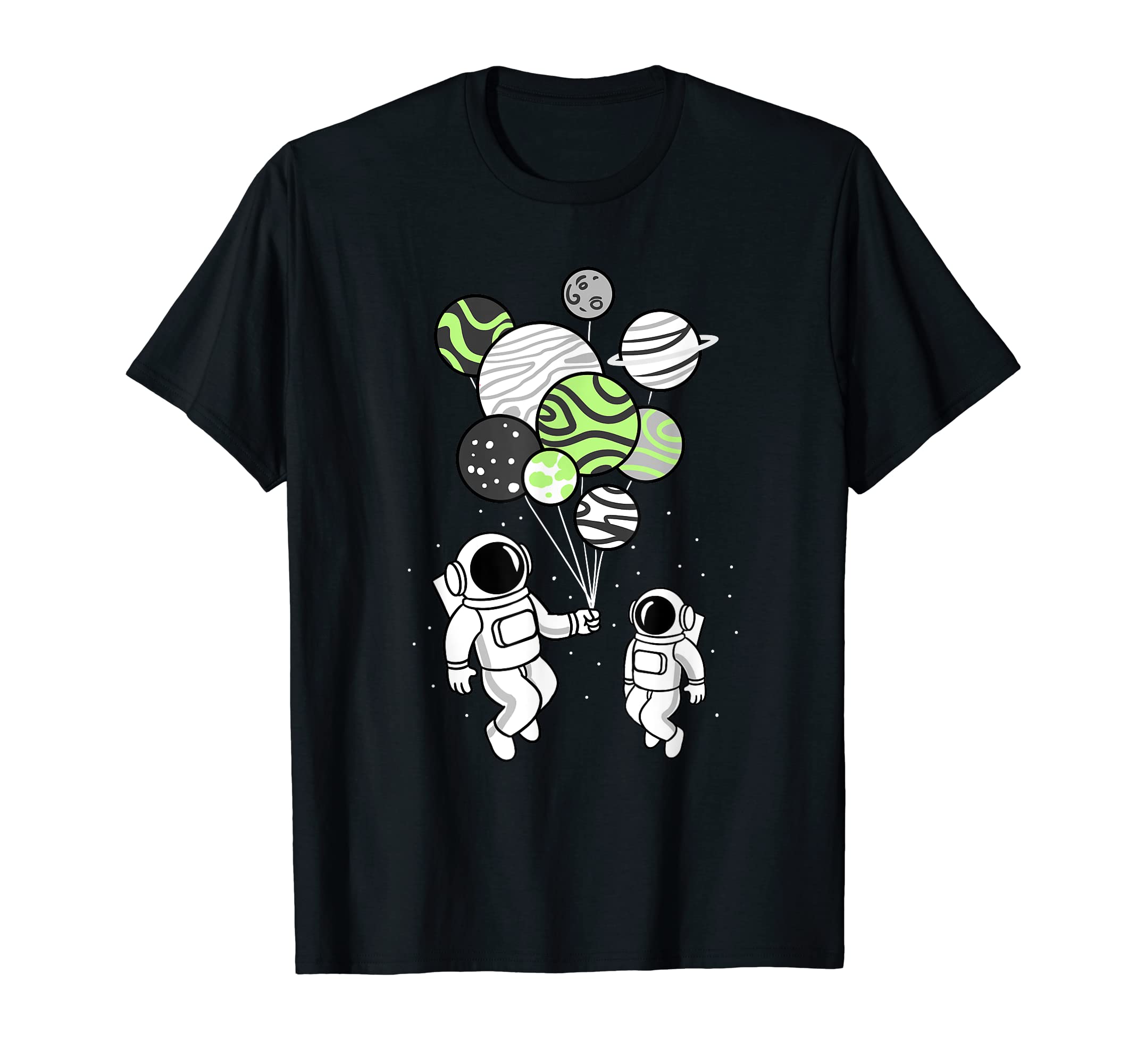 Astronaut Holding Agender Planet Balloons Agender Pride T-Shirt, Black
