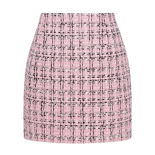Pink Tweed Skirt for Women Fall Winter 2026 Spring Outfits