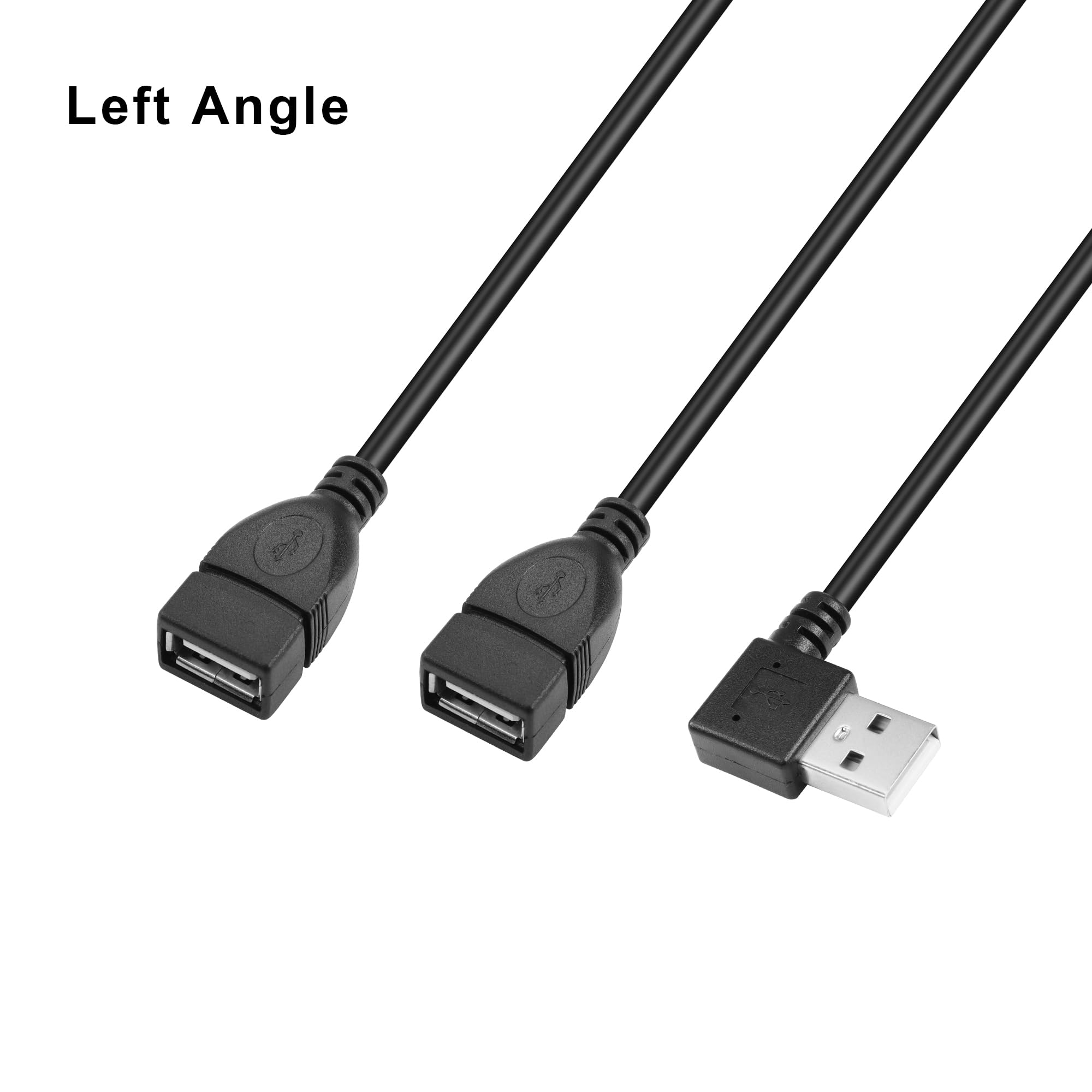 GINTOOYUN USB A 2.0 Y Splitter Extension Cable,90 Degree Angle Male to Dual Female Connector Cable for Car,Laptop,PC,Mobile Telephone,Printer/U-Disk etc 3.28FT(Left Angle(Left Angle) - Image 2