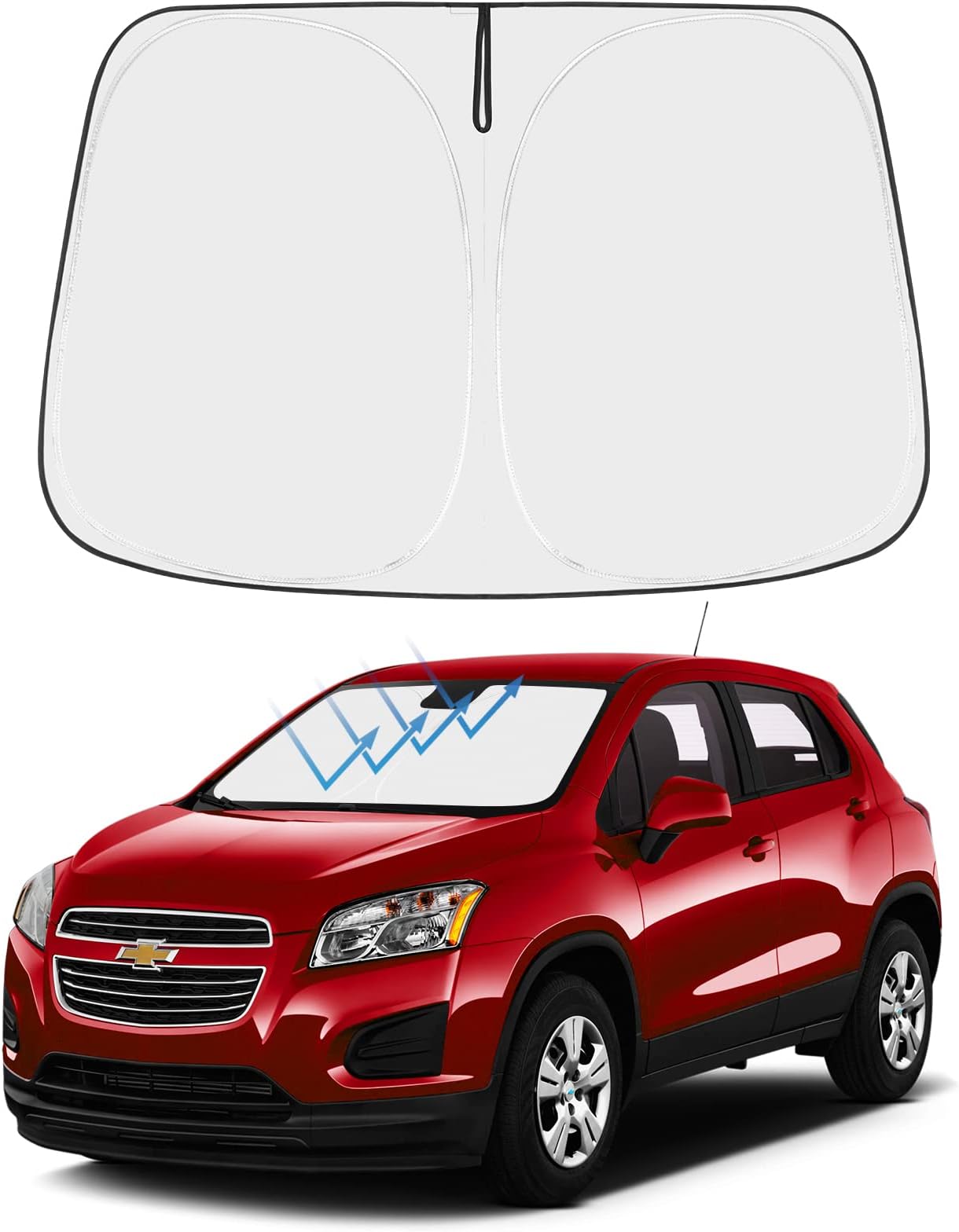Front Windshield Sun Shade Foldable Sunshade Protector Custom Fit 2013-2024 Chevrolet/Chevy Trax LS, LT, LTZ, Premier, SUV Accessories 2023 Upgrade (Newest)