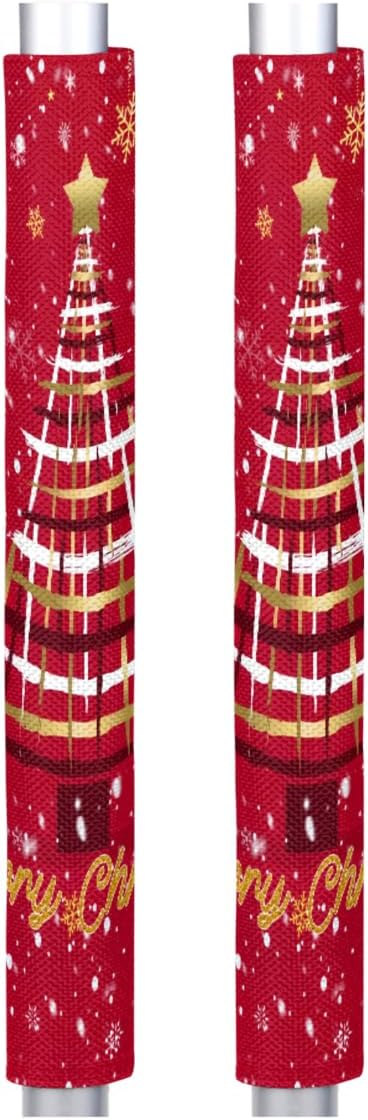 AUUXVA Christmas Tree Refrigerator Door Handle Covers, Microwave Fridge Handle Covers Set of 2, Washable Kitchen Appliance Handles Decor Protector for Ovens Dishwashers Fridge