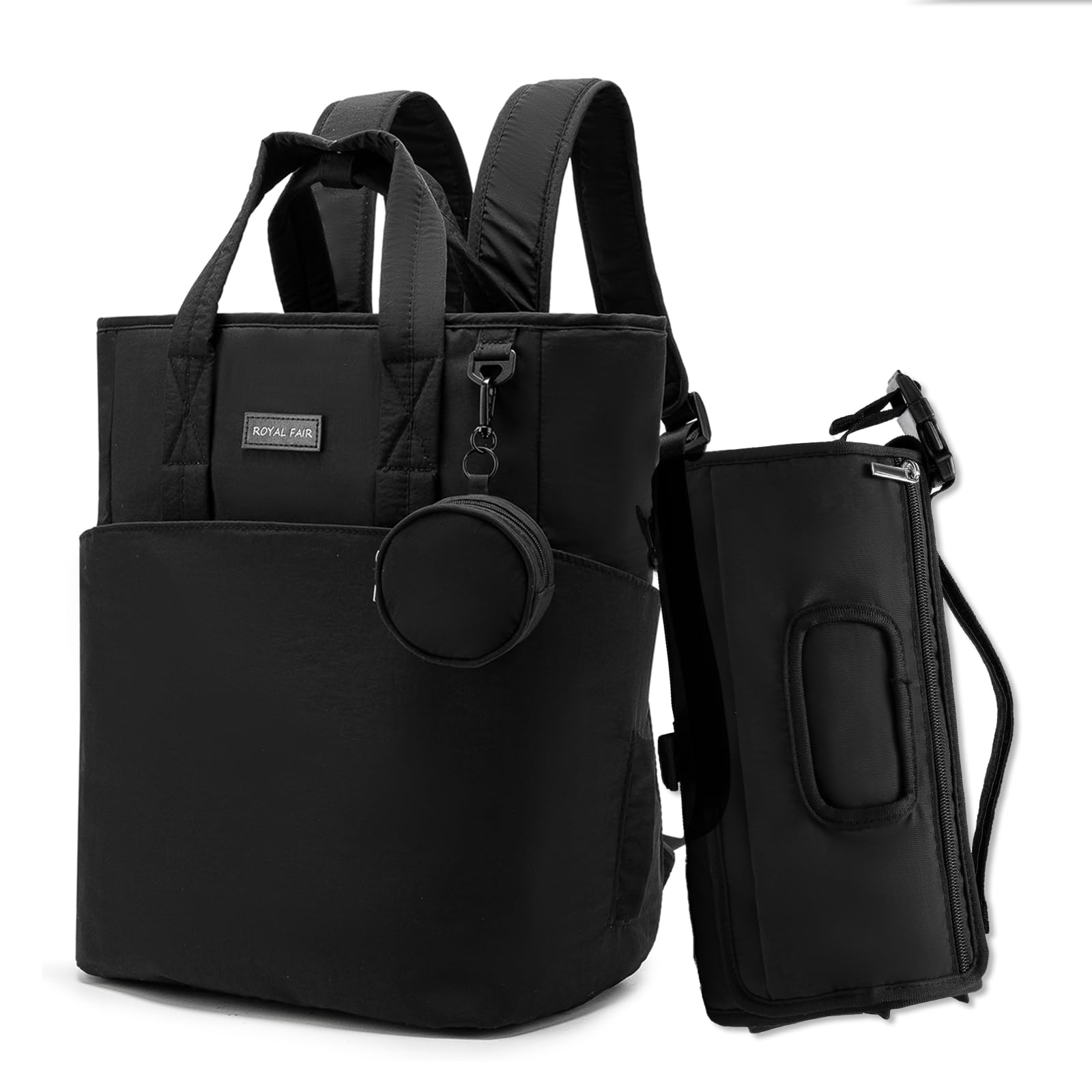 ROYALFAIR Baby Wickelrucksack Wickeltasche Rucksack mit tragbarer Wickelauflage, Windeltasche mit Fächern，Babytasche Multifunktional für Mama und Papa,Schnullerhalter und Kinderwagengurten.