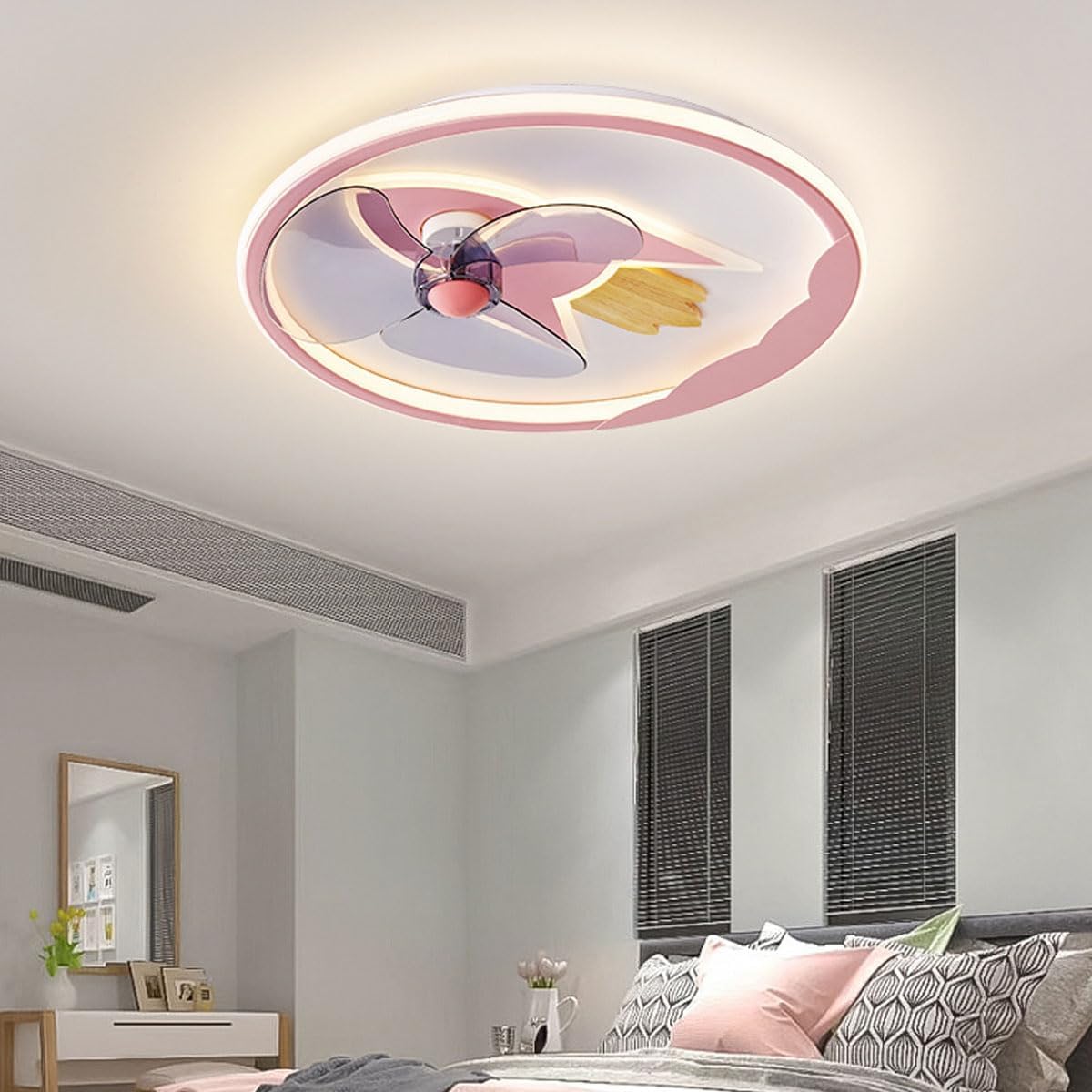 XINGLANT Creative Cartoon Ceiling Lamp Acrylic Lampshade Flat Lighting Nordic Room Fan Ceiling Lights Suitable for Girls' and Boys' Bedrooms