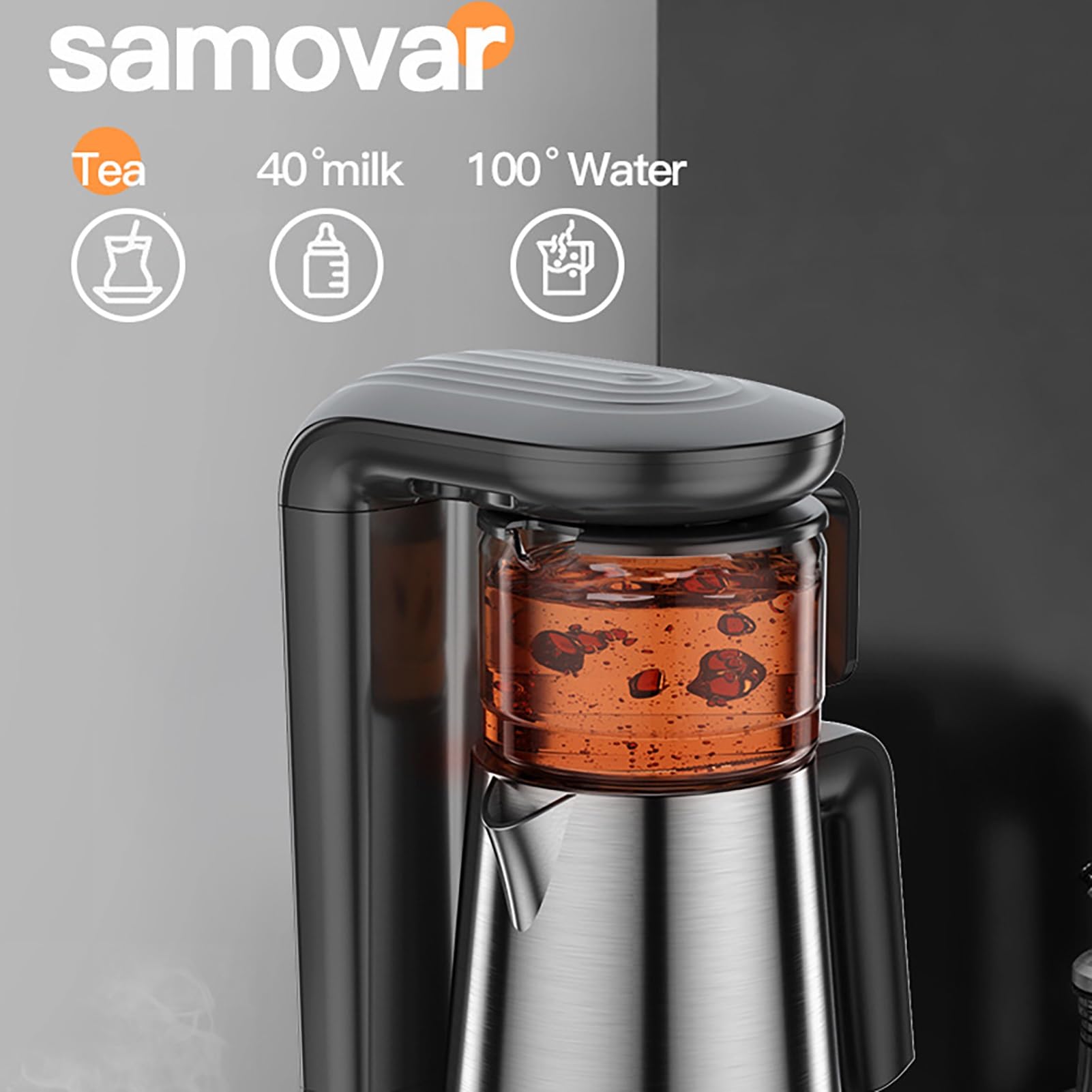 Elektryczny ekspres do kawy po turecku, 2,8 l – dzbanek ze stali nierdzewnej, ergonomiczny uchwyt zapobiegający oparzeniom, 1800 W do podgrzewania espresso, herbaty i mleka(Red)