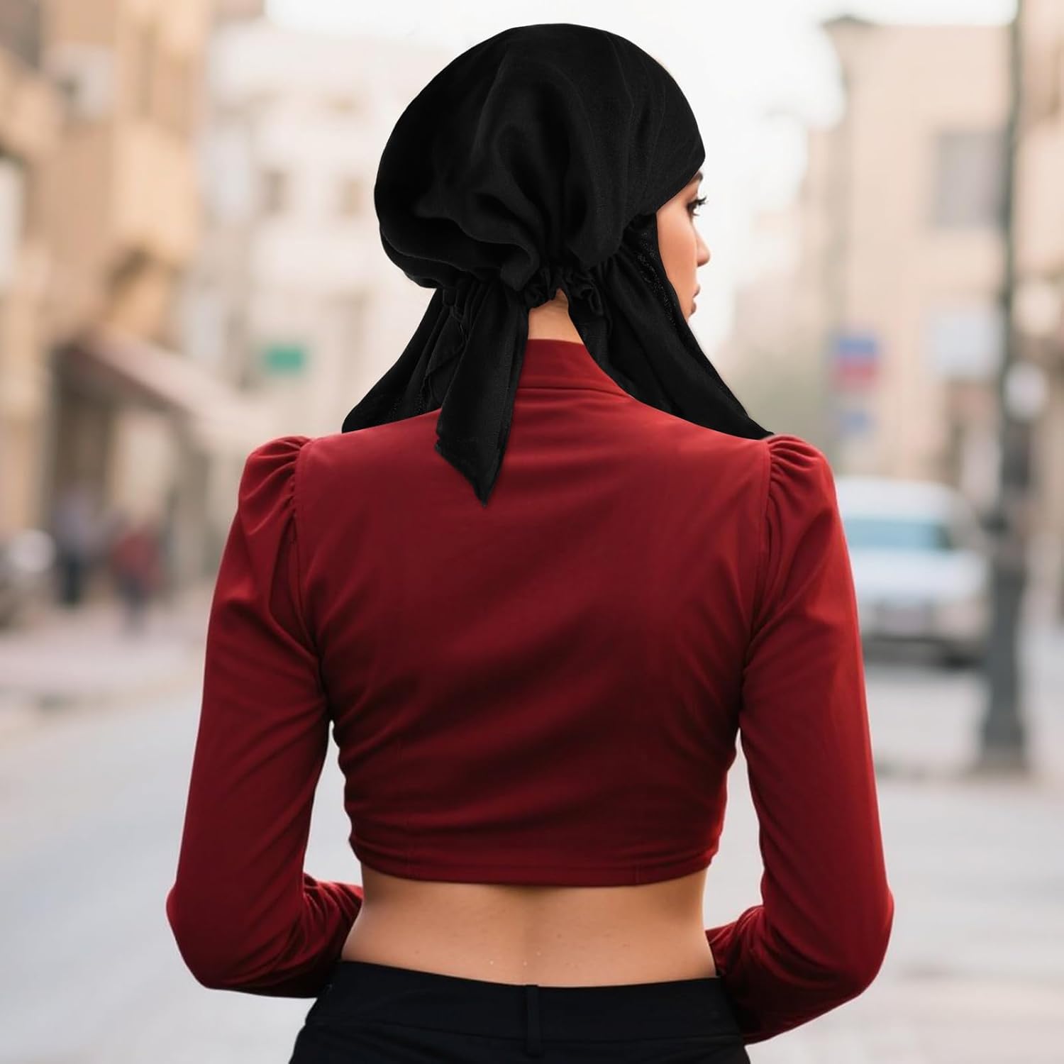 DOCILA Chemo Headwear for Women Solid Color Pre Tied Lightweight Cancer Patients Skull Cover Cap Turban Head Wrap Beanie Hat - Image 4