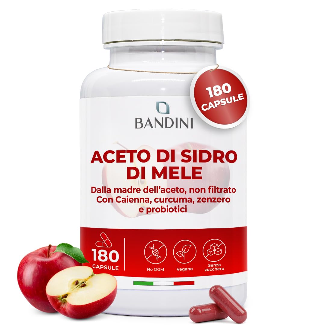 Bandini® Aceto di Sidro di Mele Complex 1860mg Alta Concentrazione, 180 Capsule