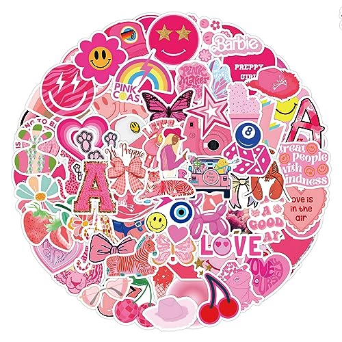 Qpout Preppy Stickers Pink Cute Vinyl Aesthetic Water Bottle Stickers Waterproof Sticker Pack for Laptop Water Bottles