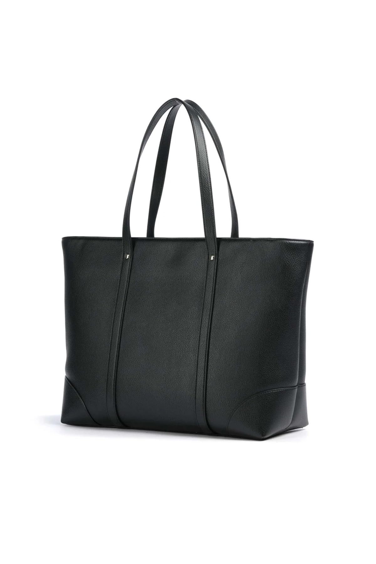 Armani Exchange Polly, Gold Logo Plate, Shoulder Strap, Shopping Bag Donna, Nero