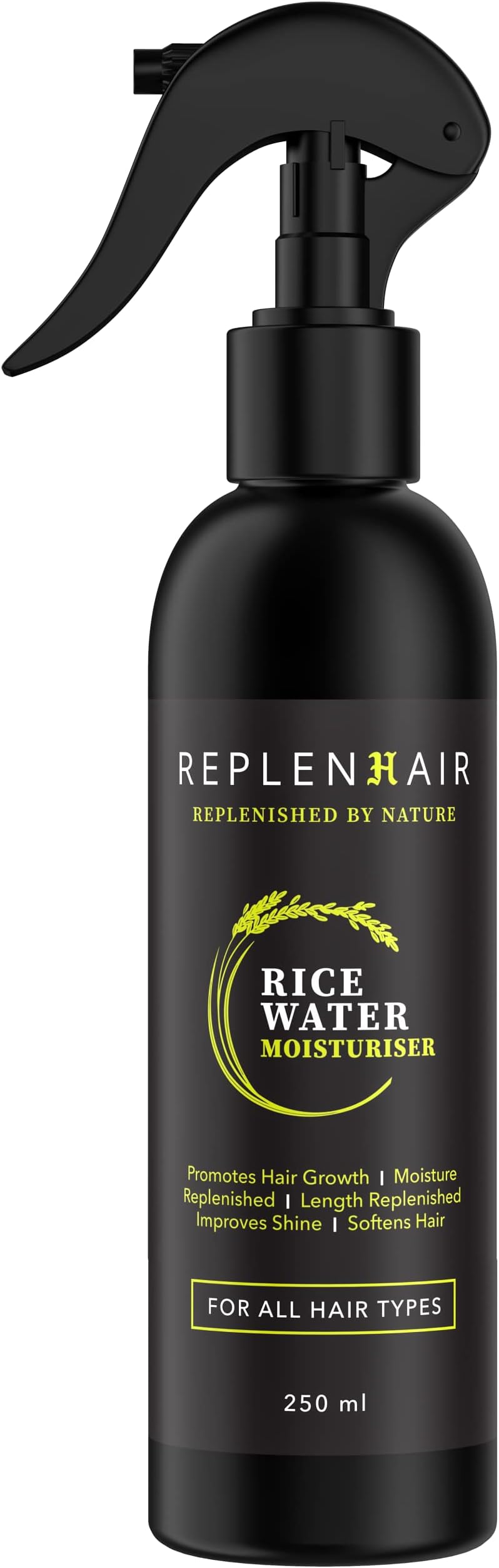 Rice Water Organic Hair Growth Spray - Leave In Conditioner Infused with Peppermint Oil & Essential Oil for Hair Growth, Moisturiser Spray Bottle for Hair Fall & Dandruff, 250ml