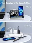 7-in-1 Wireless Charging Station for Multiple Devices, Wireless Charger with Night Light, Bluetooth Time Sync & Temperature, for iPhone 17/16/15/14/13 Pro Max, Android Phones, AirPods & Apple Watch
