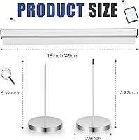 Vista 3 de Henoyso Estante deslizante de aluminio de 18 pulgadas con 2 piezas de soporte de recibos con espiga para escritorio, almacenamiento de recibos