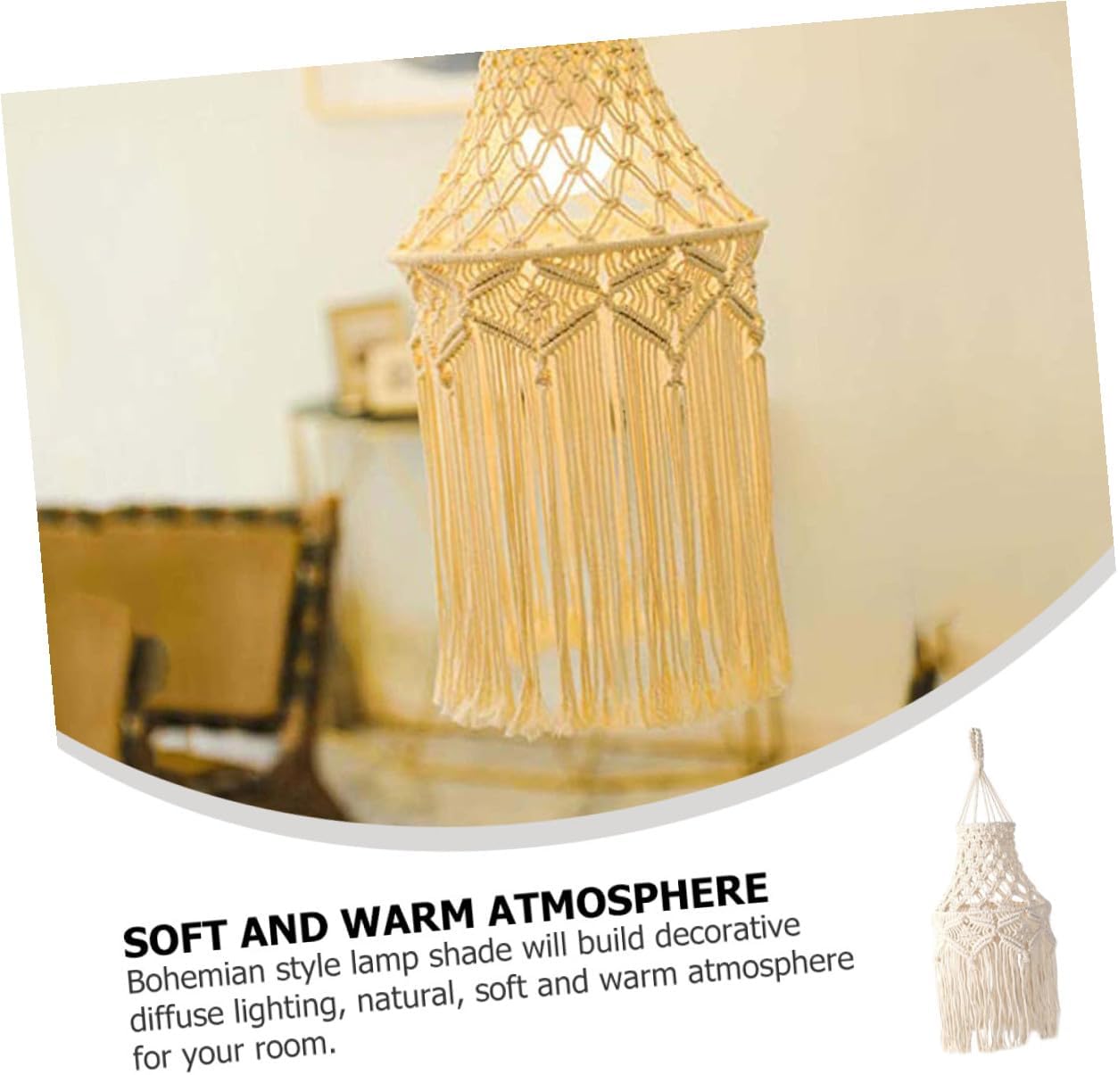 Bohemian Style Hand-woven Lamp Shade Decorative Hanging Ceiling Light Cover for Living Room Bedroom Kitchen Home Decor