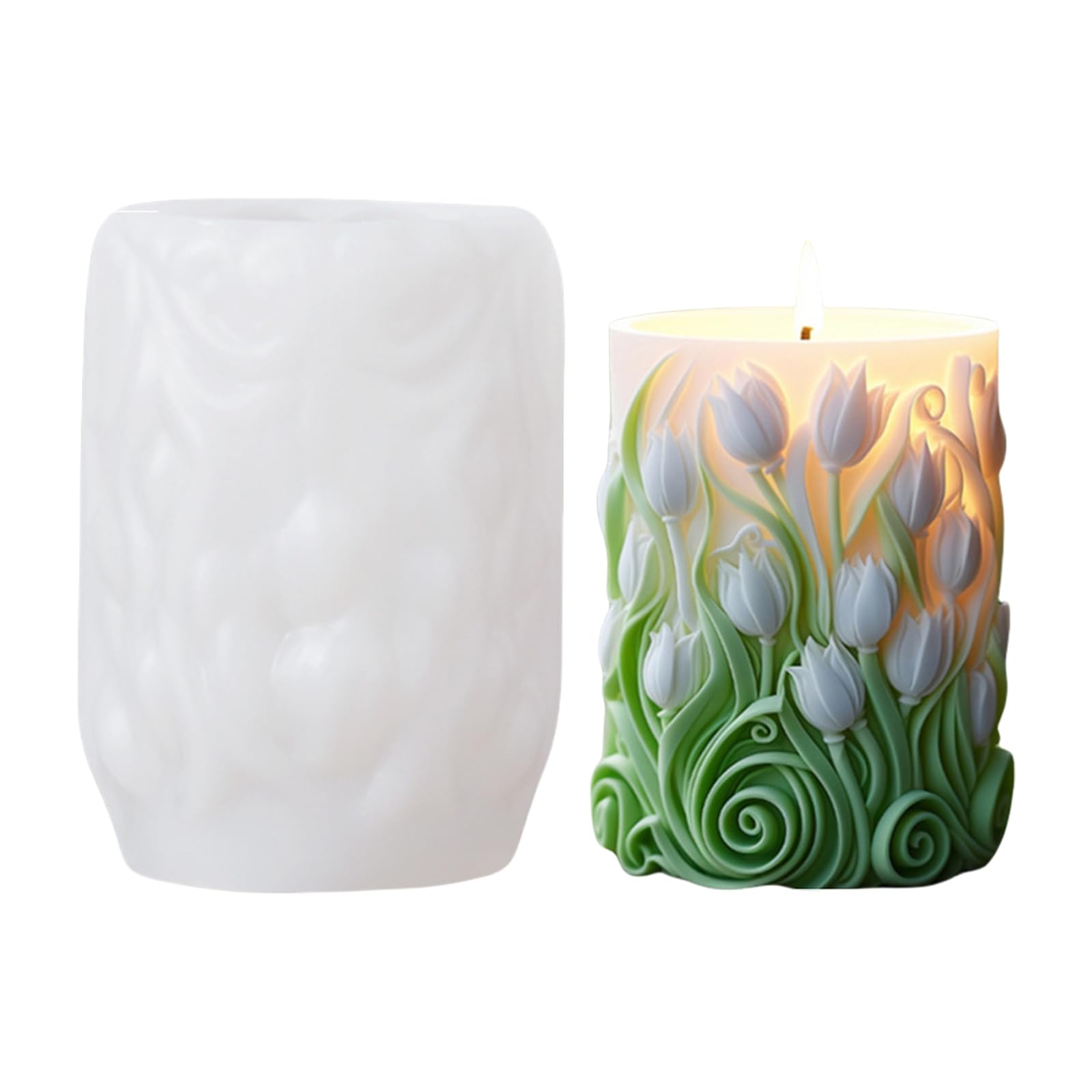 HUANGING Cylinder Molds Casting Molds Carving Pattern Silicone Ornament Plasters Flower Cylinder