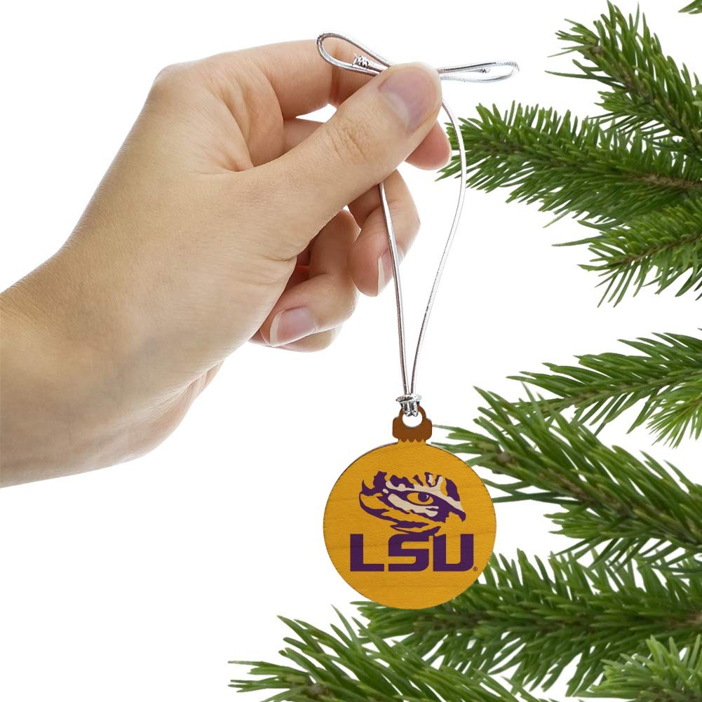 GRAPHICS & MORE LSU Tiger Eye on Yellow Mini Small Tiny Wood Christmas Tree Holiday Ornament