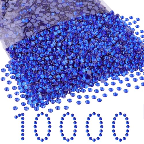 10000Pcs Hotfix Rhinestones for Clothing, Sapphire SS12 Iron On Flatback Glass Gems,Bedazzler Crystals Rhinestones for Crafting Clothes Hats Shoes Fabric Bedazzling Decor Nail Art