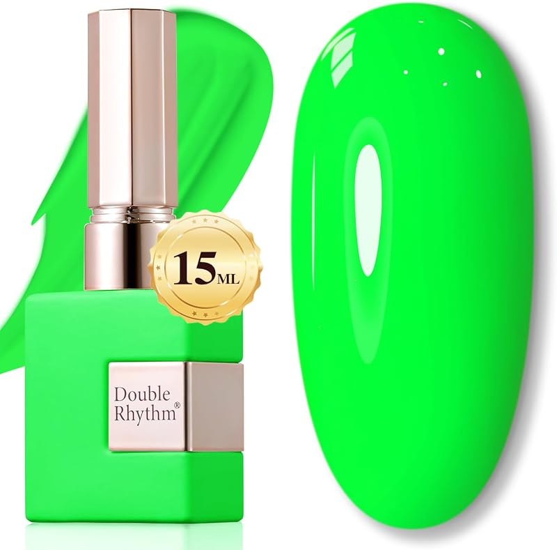 Double Rhythm 15ML Gel Nail Polish Pure Sheer Same Color Same Bottle Soak Off Gel Polish Art Manicure Salon DIY at Home for Women (Bright Green-A1042)