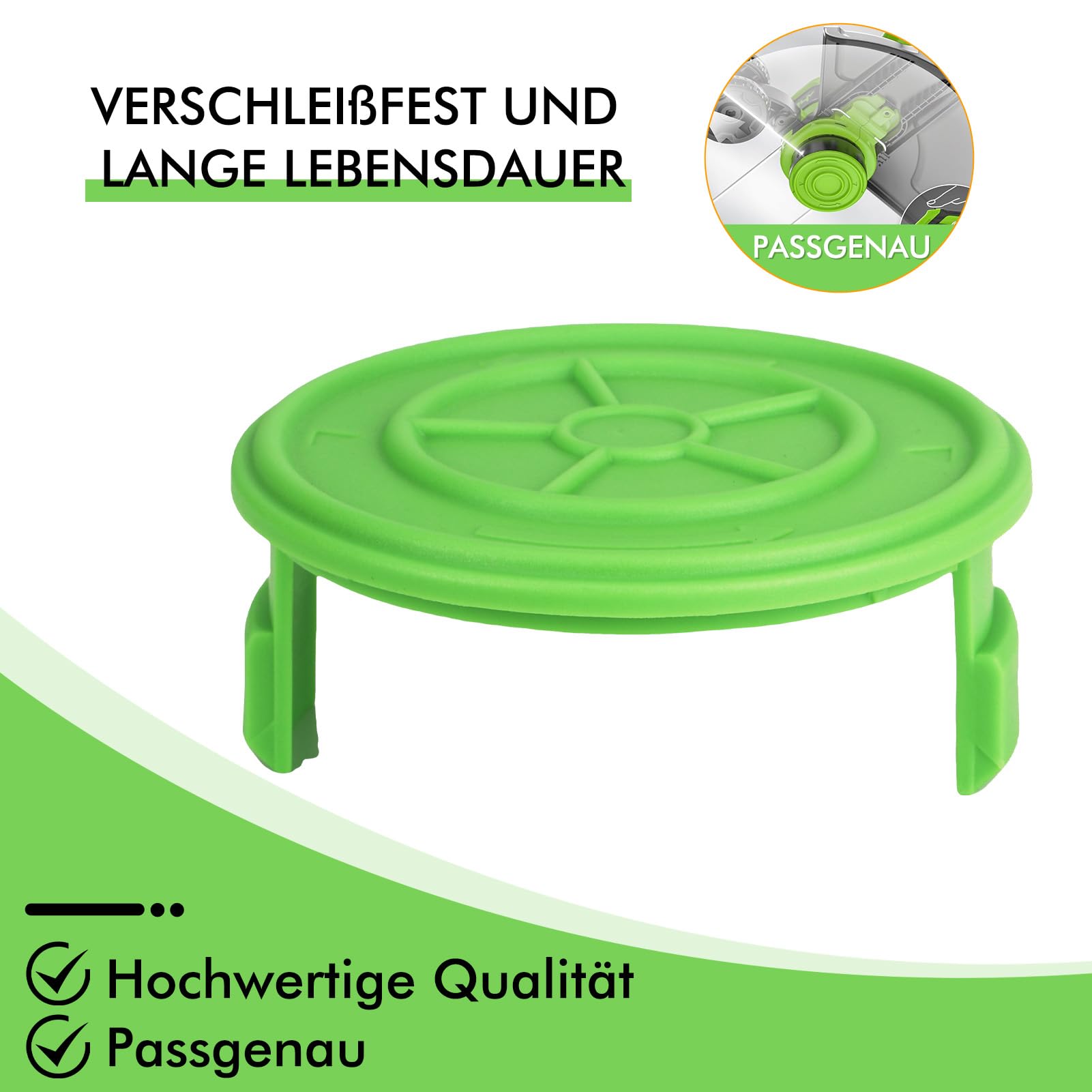 Bobina di filo da 8,3 m e 1,65 mm, compatibile con decespugliatore cordless Greenworks 40V G40LT/ G40LTK2/ G40LTK2x / 2101507/2101507UA/2101507UC (6 bobine + 2 coperture bobina)