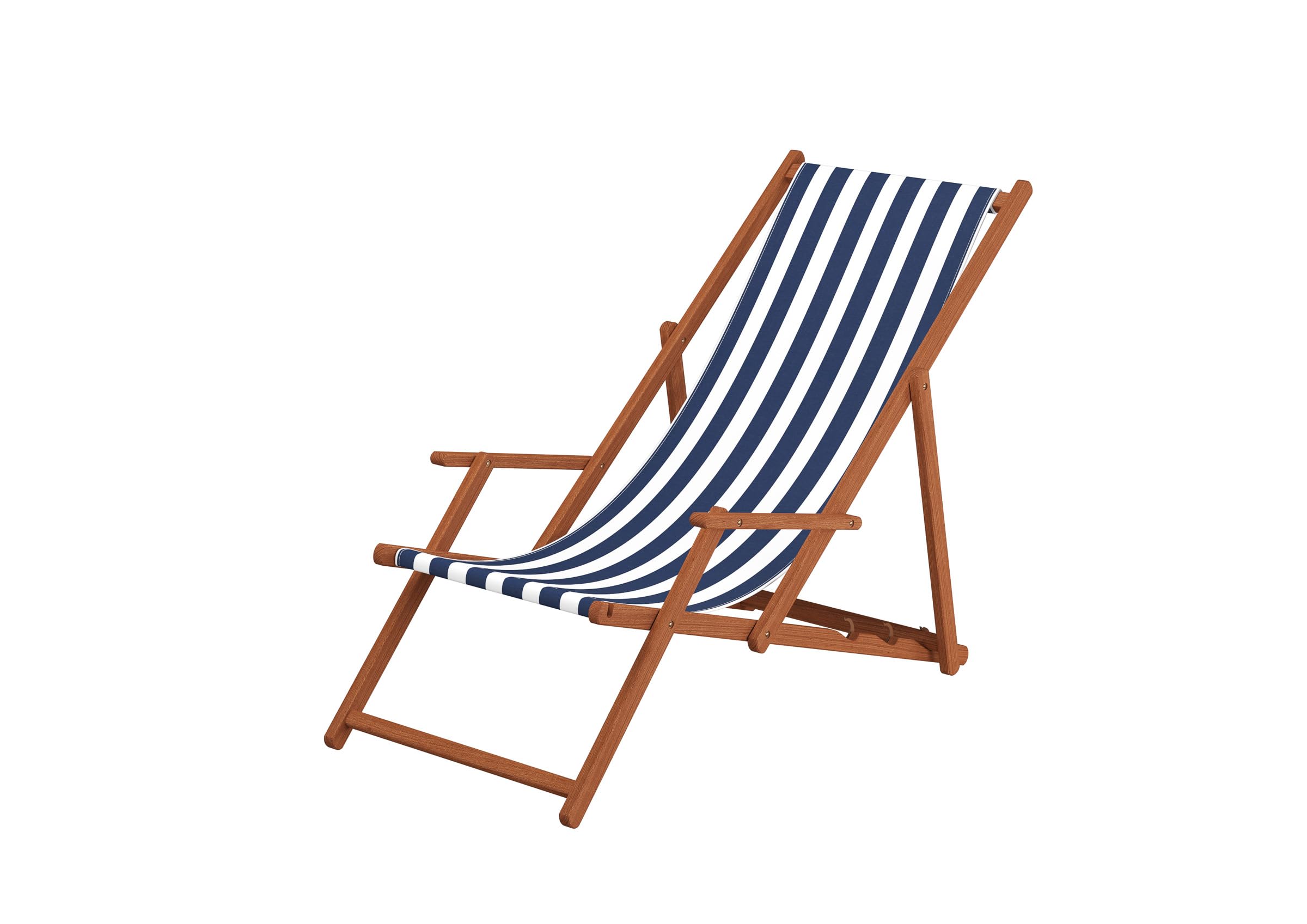 Erst-Holz Gartenliege blau-weiß Liegestuhl Sonnenliege Strandstuhl Deckchair Buche dunkel klappbar 10-317