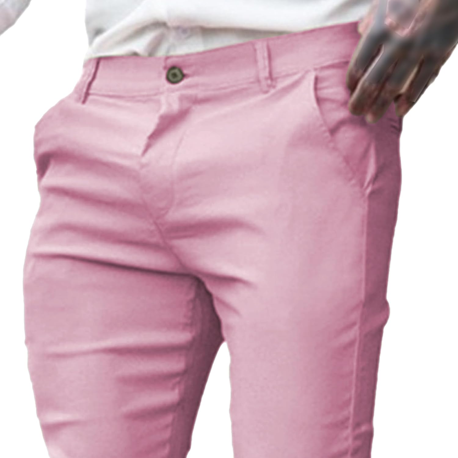 Men's Slim Fit Stretch Twill Casual Pants Business Cotton Comfort Trousers Solid Basic Outdoor Sweatpants