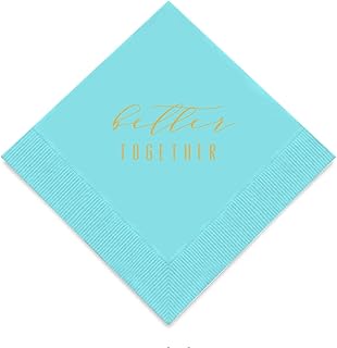 Weddingstar 3-Ply Gold Foil Cocktail Napkins Sea Blue - Better Together