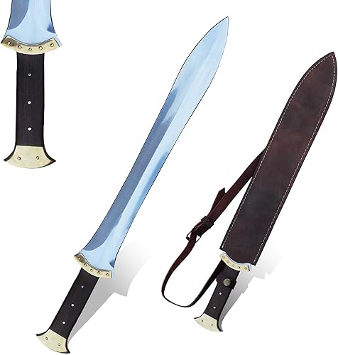 Generic Espada de Gladius Romana, Espada corta de espiga completa con funda de cuero