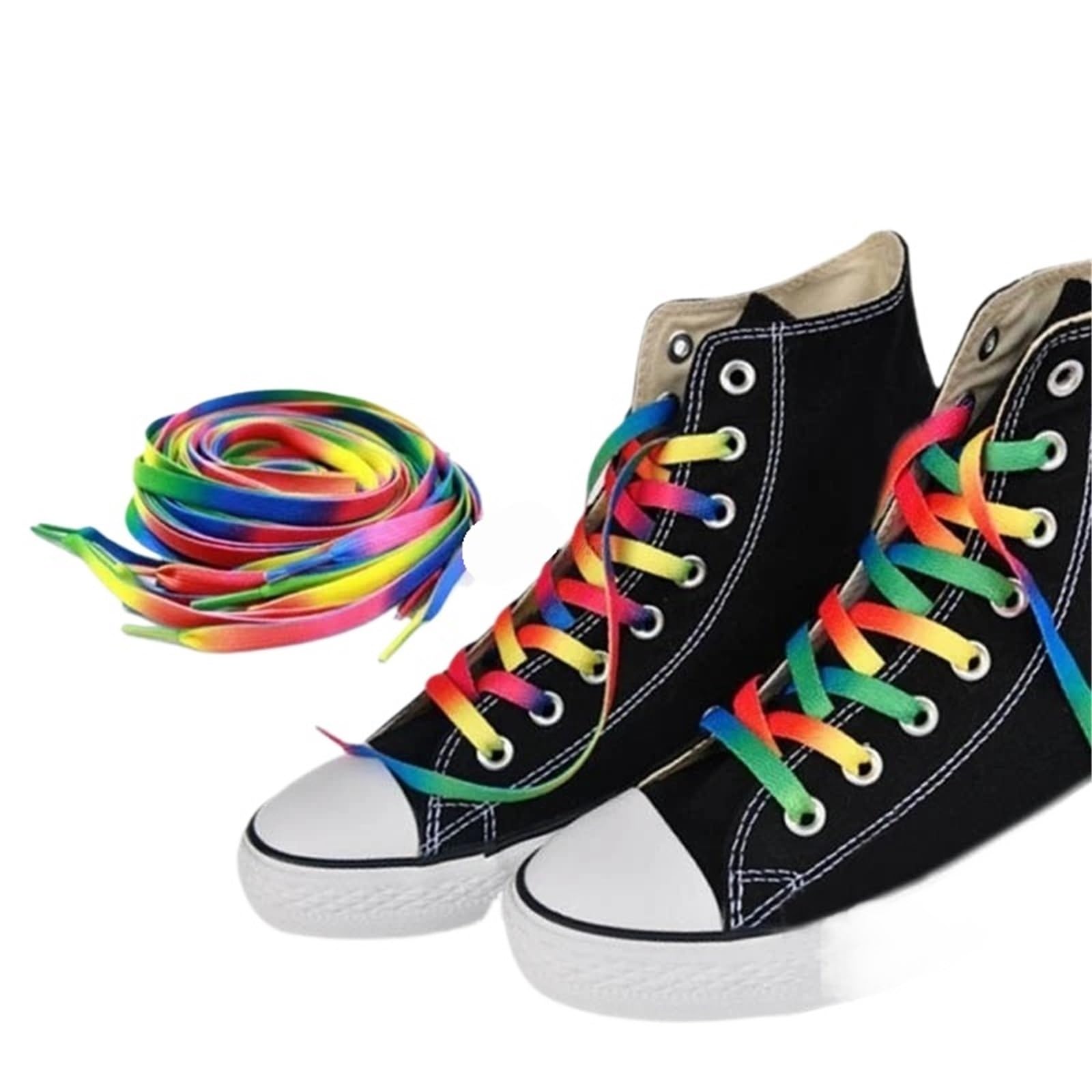 5 Paar bunte flache Schnürsenkel mit Regenbogen-Farbverlauf for High-Top-Canvas-Sneaker-Schnürsenkel Für Sneaker