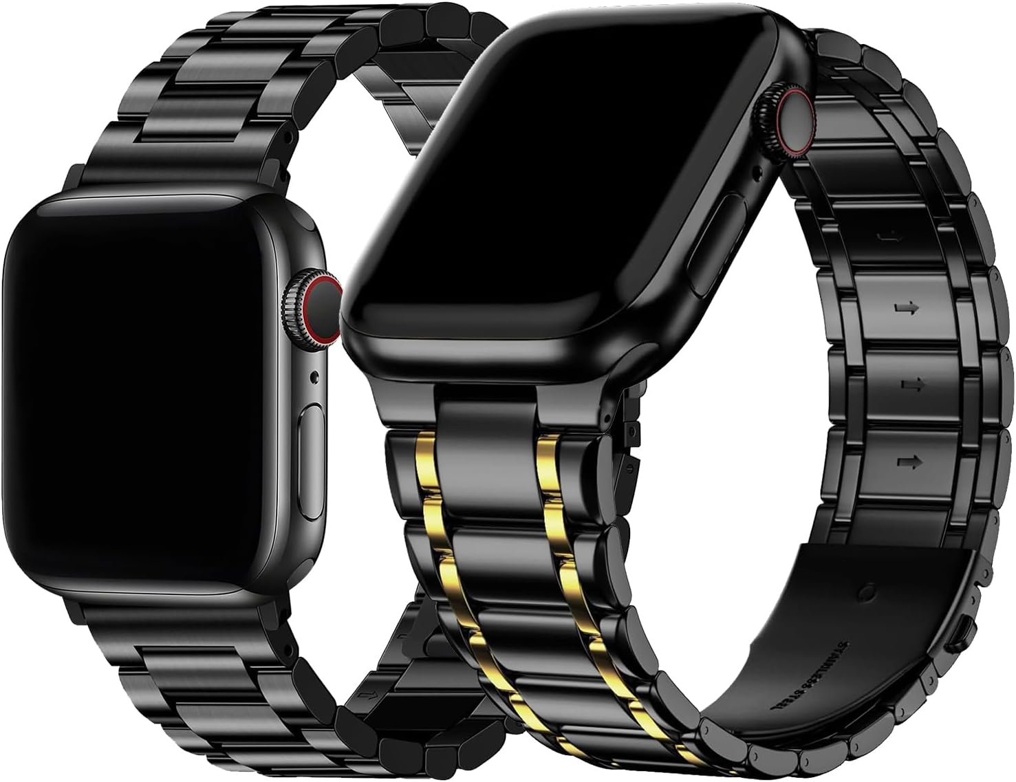 Fullmosa Compatible Stainless Steel Apple Watch Band 41mm/40mm/38mm Black with Case & Compatible Metal Apple Watch Strap 41mm/40mm/38mm with Case,Black and Gold