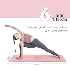 Non Slip, Pilates Fitness Mats, Eco Friendly, Anti-Tear 1/4 Thick Yoga Mats for Women, Exercise Mats for Home Workout with Carrying Sling (72x24, Parfait Pink & Gray)