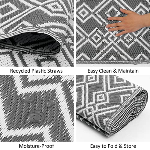 HEBE Outdoor Rug 6'x9' for Patios Waterproof Reversible Patio Mat Clearance Outside Door Mat Camping RV Tent Carpet Geometric Area Rug for RV,Patio,Deck,Beach,Balcony,Camper,Porch - Image 4