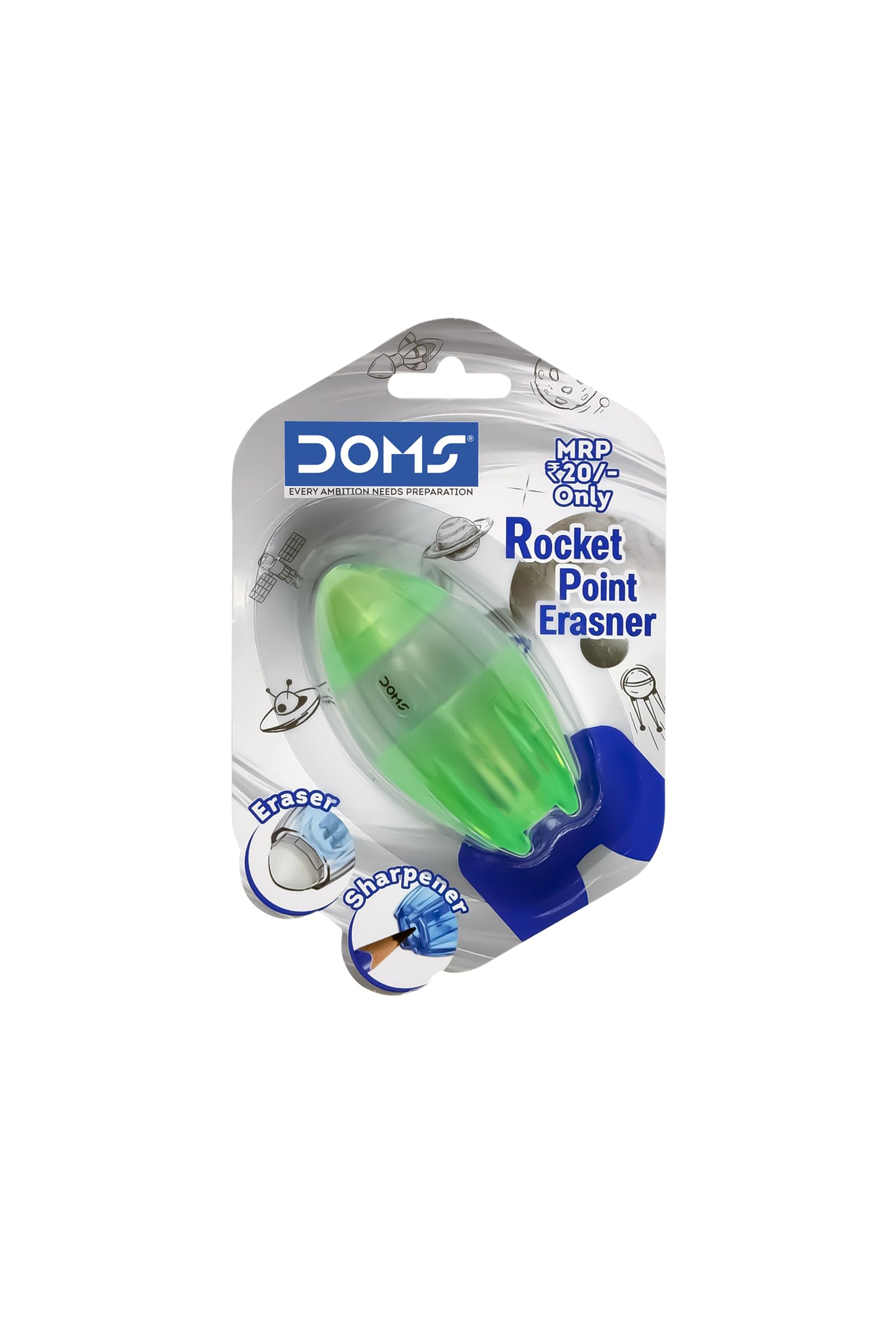 Doms Non Toxic Rocket Point Erasner | Non Toxic & Safe For Childrens | Easy Holding For ComFortable Erasing & Sharpning | Soft Dust Free Erasner | Pack of 5 - Image 5 thumbnail