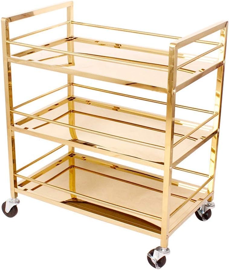 Furniture Serving Tea Trolley Kitchen Cart Locking Wheels for Hotel Morden Design,Metal, Stainless Steel, Hxwxd: 88 X 74 X 45,