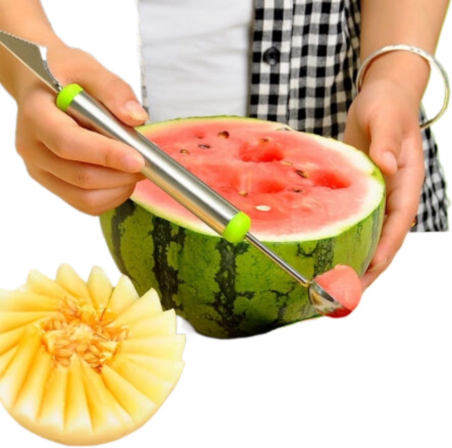 不锈钢挖球神器挖水果球勺子 Stainless Steel Long handled soup spoons，Spoons,Meal spoon 吃西瓜挖球勺水果造型雕花神器西瓜勺子 Stainless Steel Long handled soup spoons，Spoons,Meal spoon Household Cleaning，Kitchen Storage Essentials