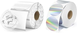 2 Inch Silver Fine Glitter Thermal Labels+2" Circle Holographic Thermal Label Stickers