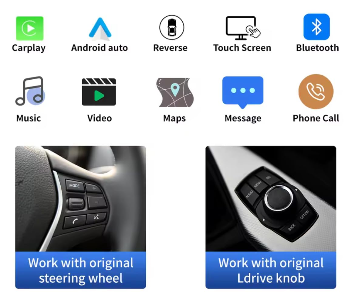 BMW Serie 1 F20 F21 Serie 3 F30 F31 F34 Serie 4 F32 F33 F34 CTB 10.25" CarPlay Android Auto Schermo Touch Retrofit Plug & Play