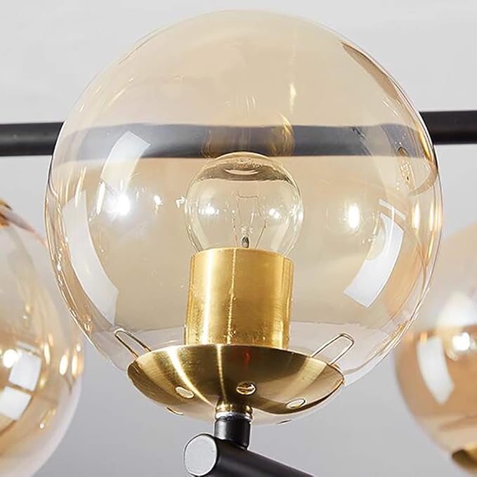 NZDY Moderne Spoutnik kroonluchter, 9 lampen, industrieel, ijzer, plafondlamp, gouden lamp, hanger, vintage, hanglamp, voor eetkamer, keuken, woonkamer, slaapkamer, barnsteenkleur, platina kleur, 120 x 65 cm photo 3