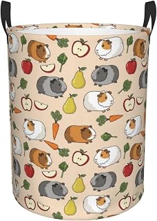 Foldable Guinea Pig Dirty Cloth Hampers for Laundry Closet | Vegetable Food Cute Guinea Pigs Pets, Anti-Dust Laundry Basket for Dorm, With Handles