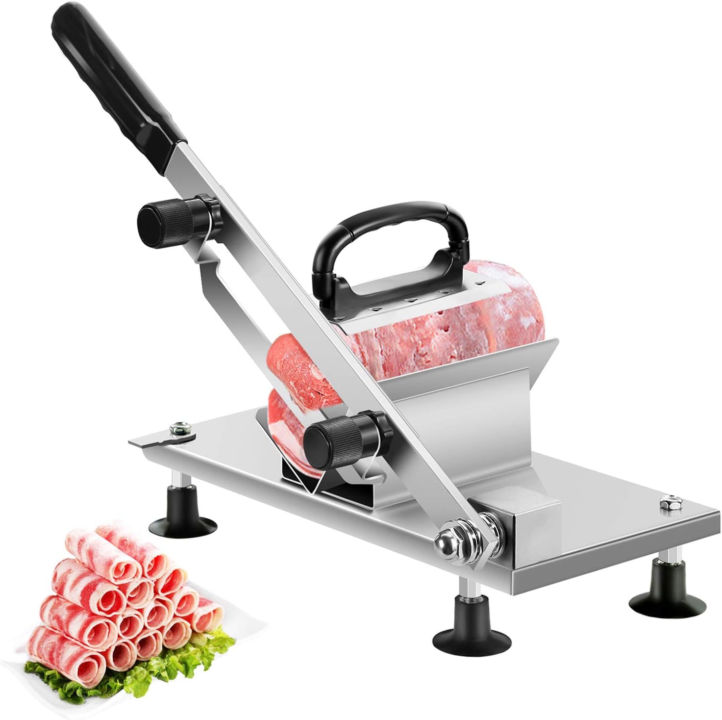 Frozen Meat Slicer Hand Slicing Machine Stainless Steel Frozen Beef Mutton Bacon Meat Cutter Vegetable Fruit Meat Cleaver for Home Kitchen and Commercial Use