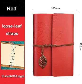 Retro Vintage yapraklı not defteri, klasik PU deri kapak, seyahat defteri, travel journal, günlük, seyahat günlüğü, doldurulabilir eskiz defteri, Sketchbook, 130x185mm