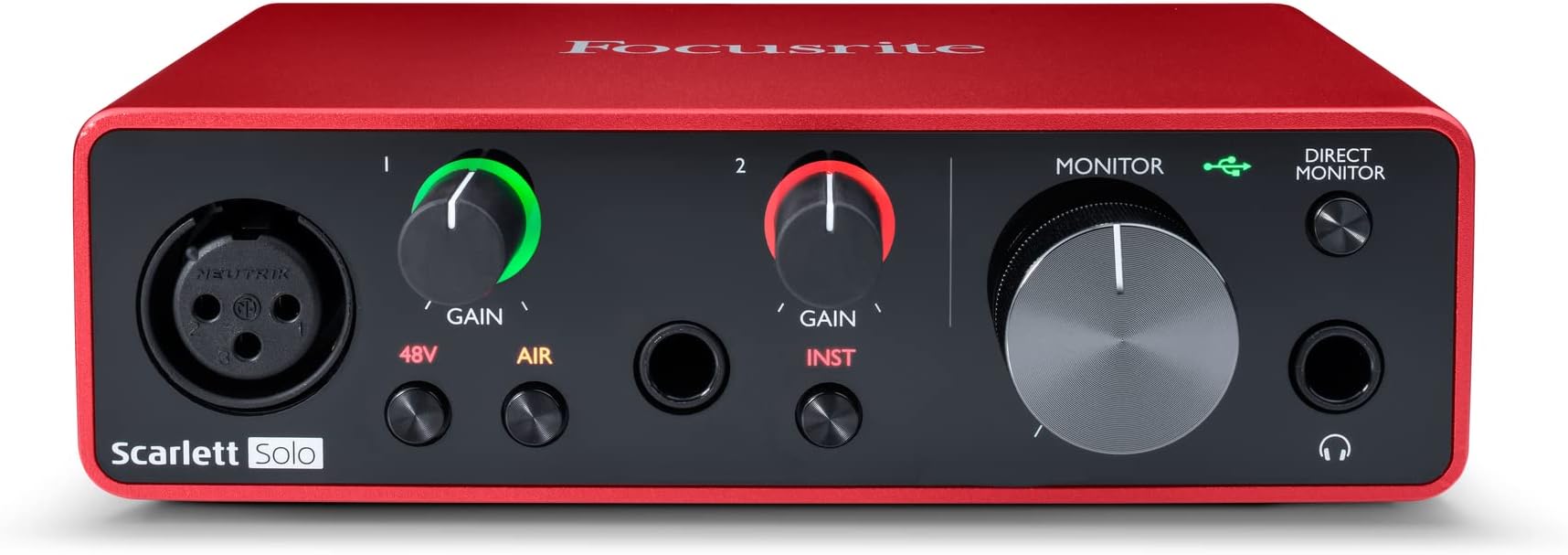 Focusrite Scarlett Solo 3rd Gen USB Audio Interface for Guitarists, Vocalists, Podcasters or Producers to record and playback studio quality sound