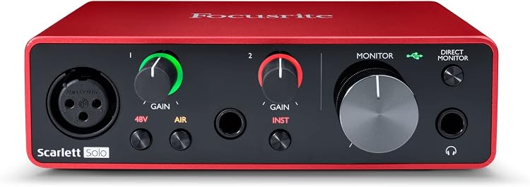 Focusrite Scarlett Solo 3rd Gen USB Audio Interface for Guitarists Vocalists and Producers