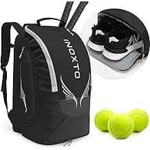INOXTO 40L Tennis Backpack for Men &amp; Women, Large Pickleball Bag With Independent Shoe Storage, Waterproof &amp; Breathable, Holds 2 Tennis Rackets for Badminton, Travel &amp; Camping
