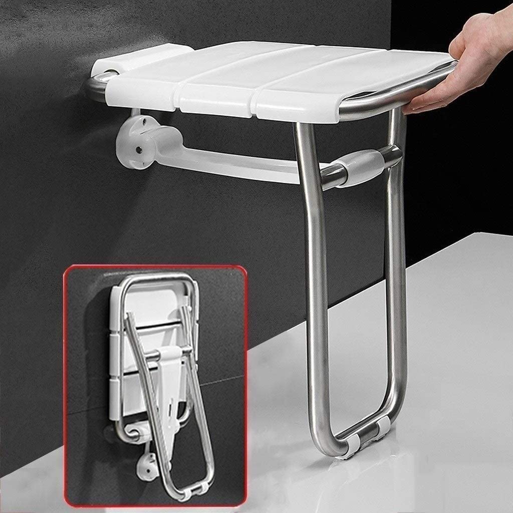 Taburetes de Ducha montados en la Pared, para Personas Mayores discapacitadas, Antideslizantes, Taburete para Cambiar Zapatos, Patas de Acero Inoxidable, Asiento de Ducha Plegable de plástic