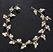 Kercisbeauty 24in Long Pearl Leaves Gold Headband for Wedding Brides Hair Vine Wreath Bridal Bridesmaids Flower Girls Headpiece Prom Hair Accessories (Gold)
