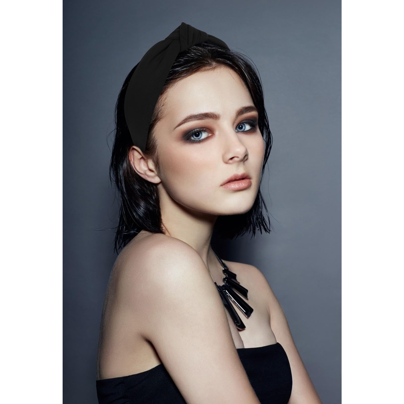 Amazon.com : Ondder Black Top Knot Headbands - Cloth Wide 