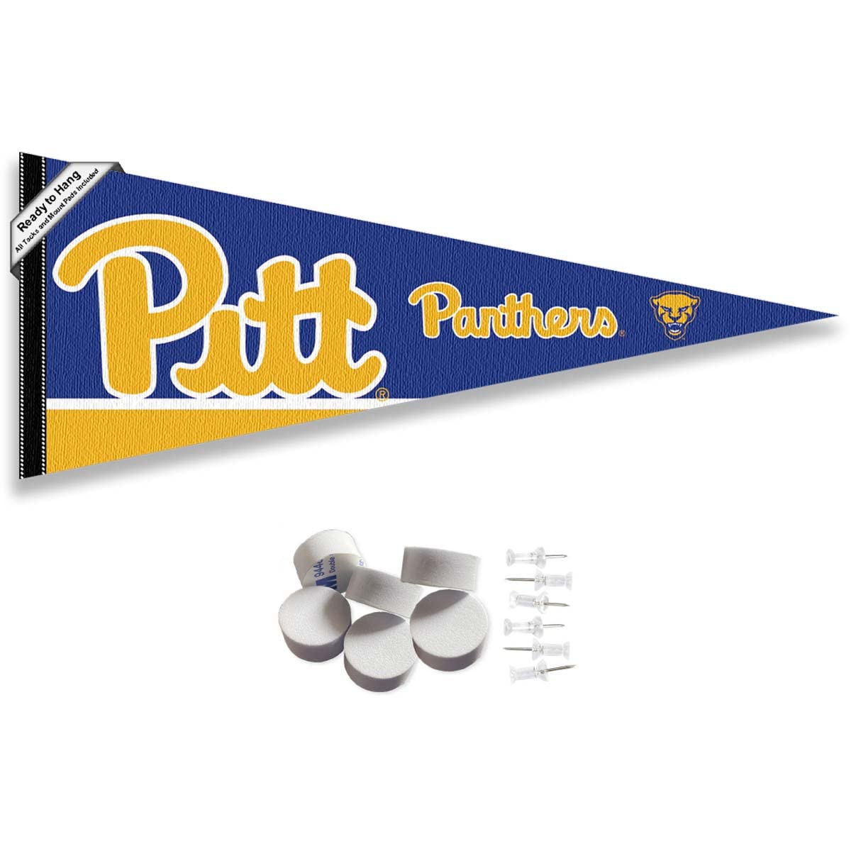 College Flags & Banners Co. Pittsburgh Panthers Pennant Flag and Wall Tack Mount Pads