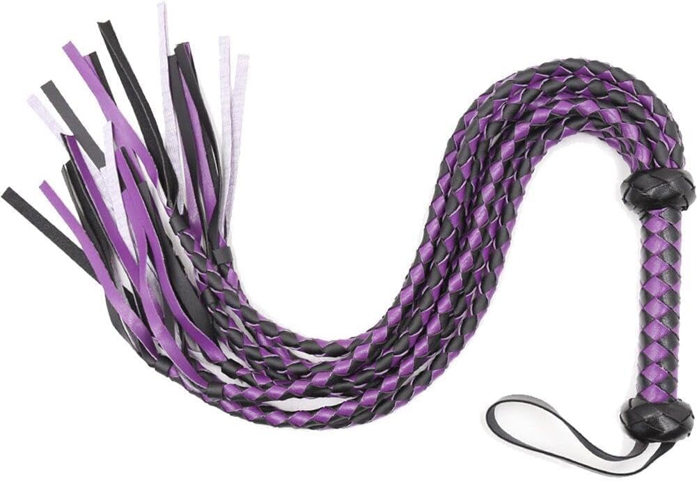 Frusta con pompon viola, frusta da allenamento viola sexy, frusta per prestazioni equestre