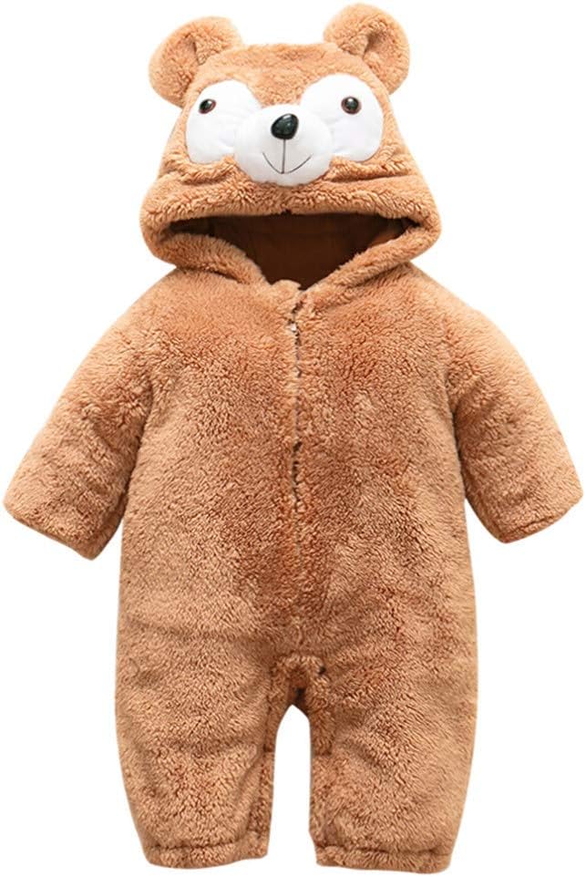 Sharemen Baby Boys Girls Thicker Grid Jumpsuit Hoodie Romper Outfit Bodysuit (6-9 Months, Khaki)