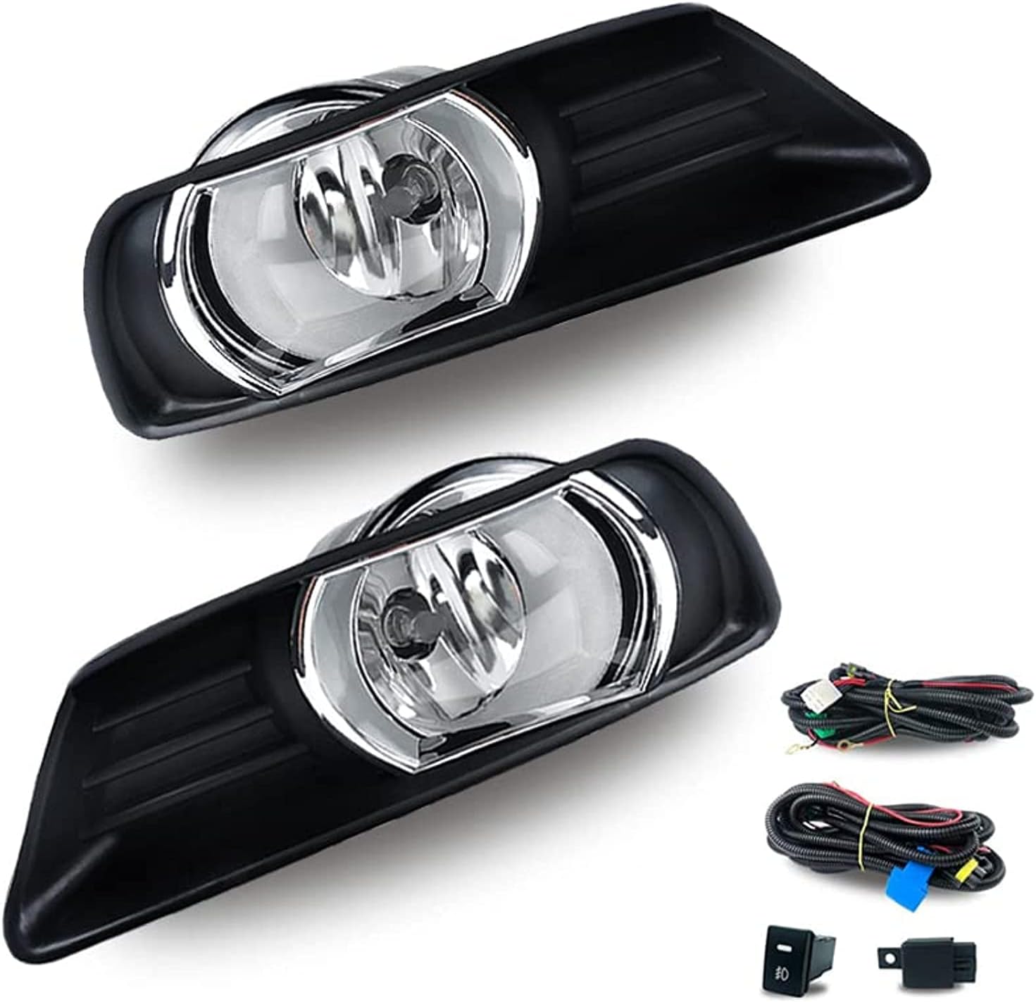 Bona Fog Lights Compatible with 2007 2008 2009 Toyota Camry Clear Glass Lens with Wiring and Switch Kit (Clear Lens)