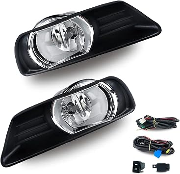 Bona Fog Lights Compatible with 2007 2008 2009 Toyota Camry Clear Glass Lens with Wiring and Switch Kit Clear Lens