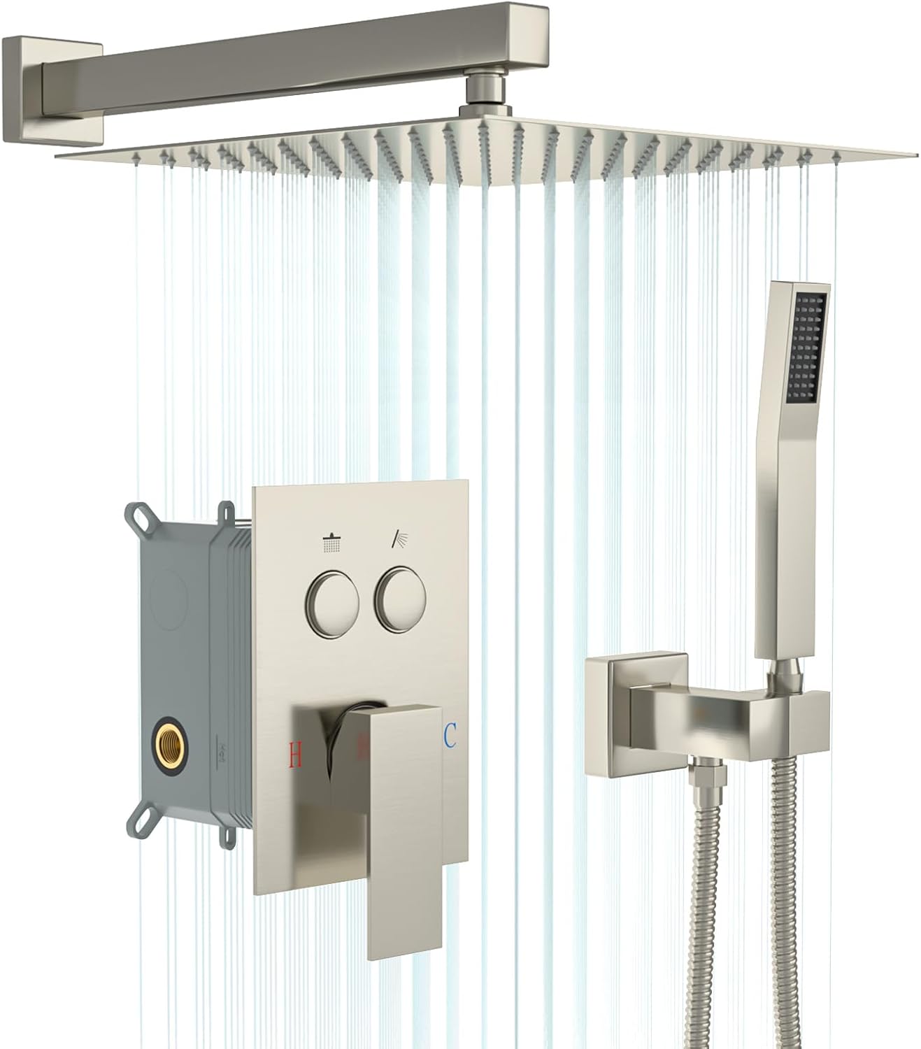 Lordear Shower System 12 Inch Shower Head,Shower Faucet Set Wall